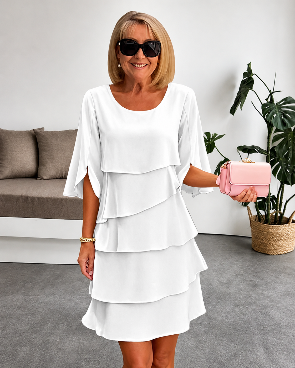 Vestido com folhos escalonados Paris