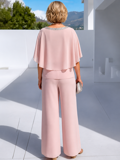 Conjunto elegante de duas peças com detalhes em lantejoulas