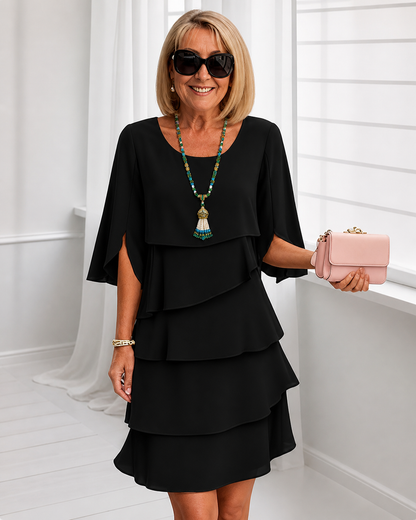 Vestido com folhos escalonados Paris
