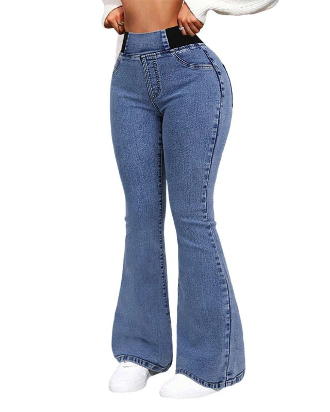 Jeans à Boca de Sino de Cintura Alta